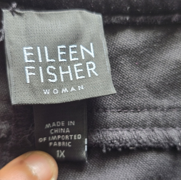 Eileen Fisher Woman Pull On Black Coudoury Pants 1X Straight Leg 36×30 - Picture 5 of 13